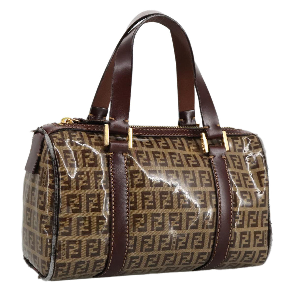 FENDI Zucchino Canvas Hand Bag Beige Gold 96946
