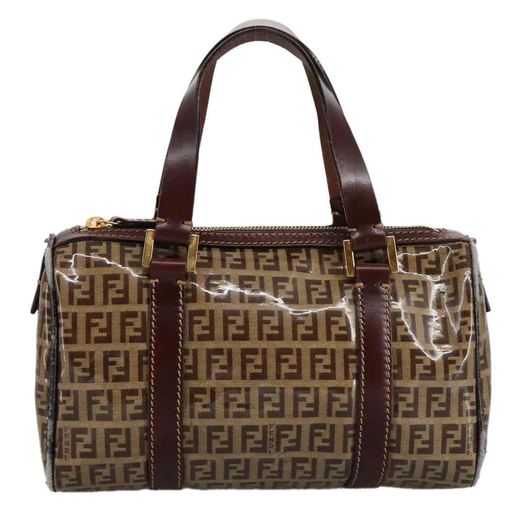 FENDI Zucchino Canvas Hand Bag Beige Gold 96946