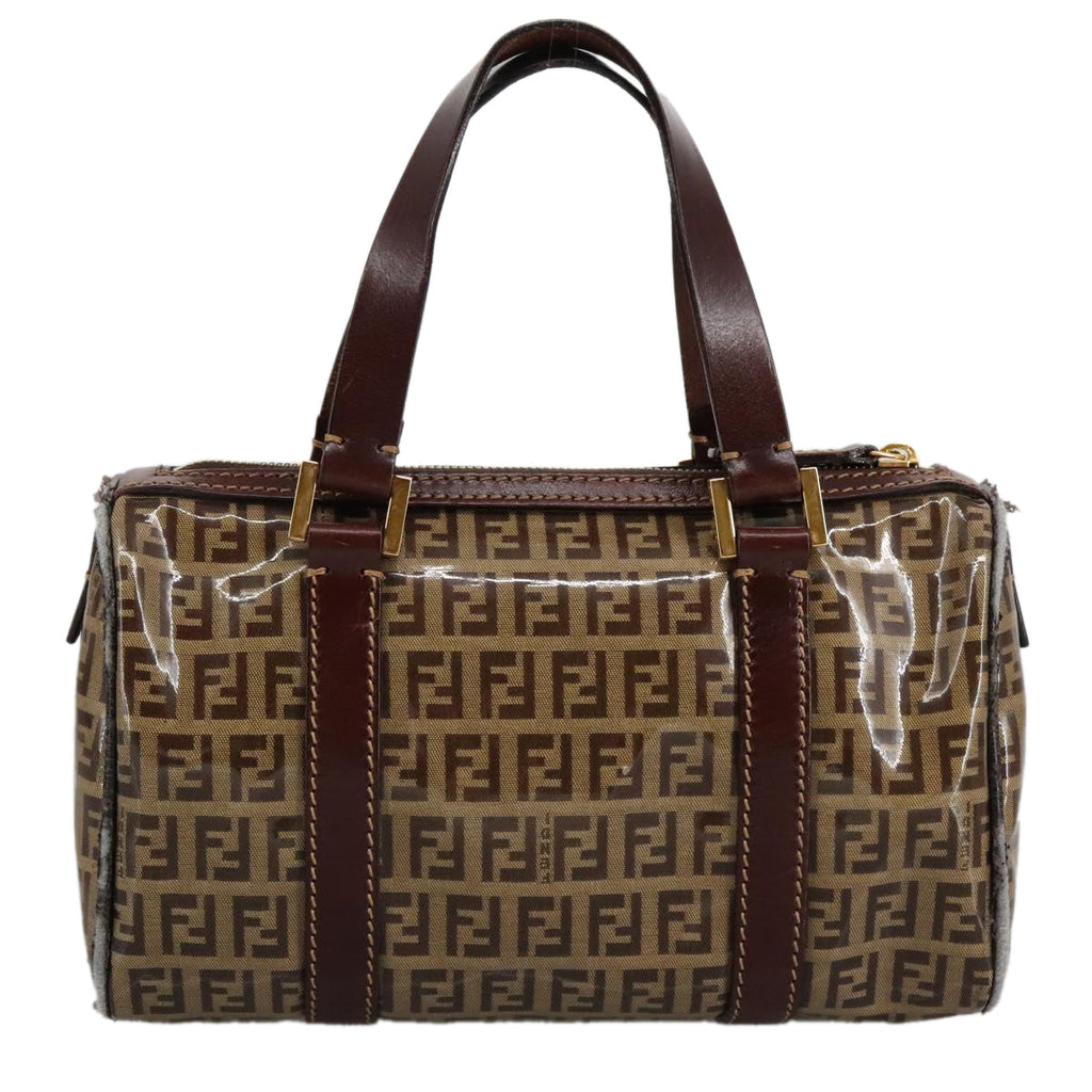 FENDI Zucchino Canvas Hand Bag Beige Gold 96946