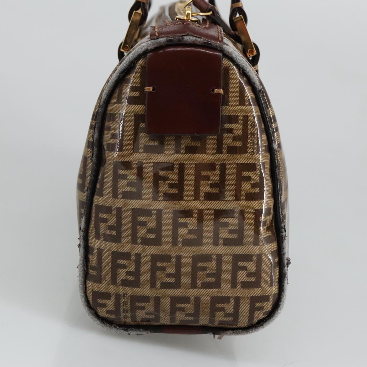FENDI Zucchino Canvas Hand Bag Beige Gold 96946