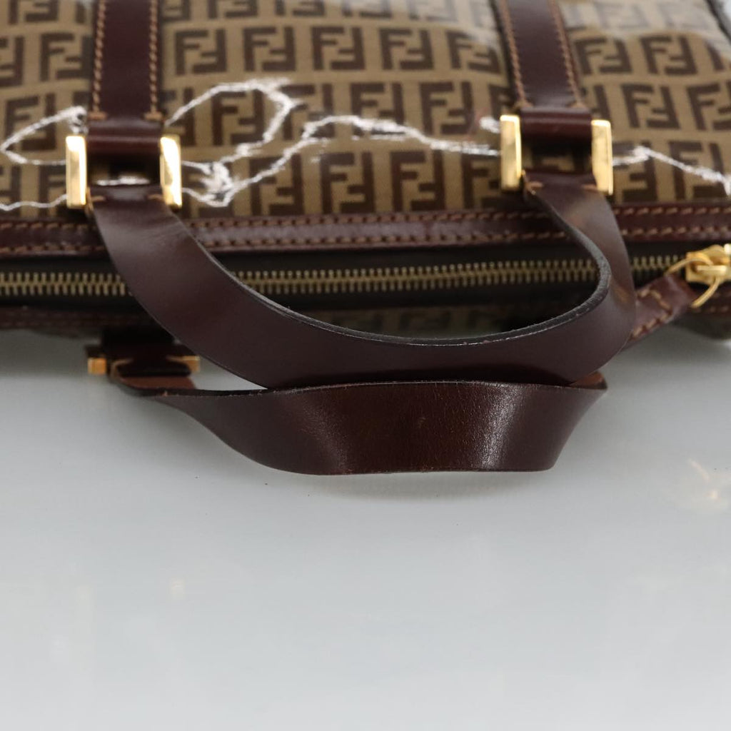 FENDI Zucchino Canvas Hand Bag Beige Gold 96946