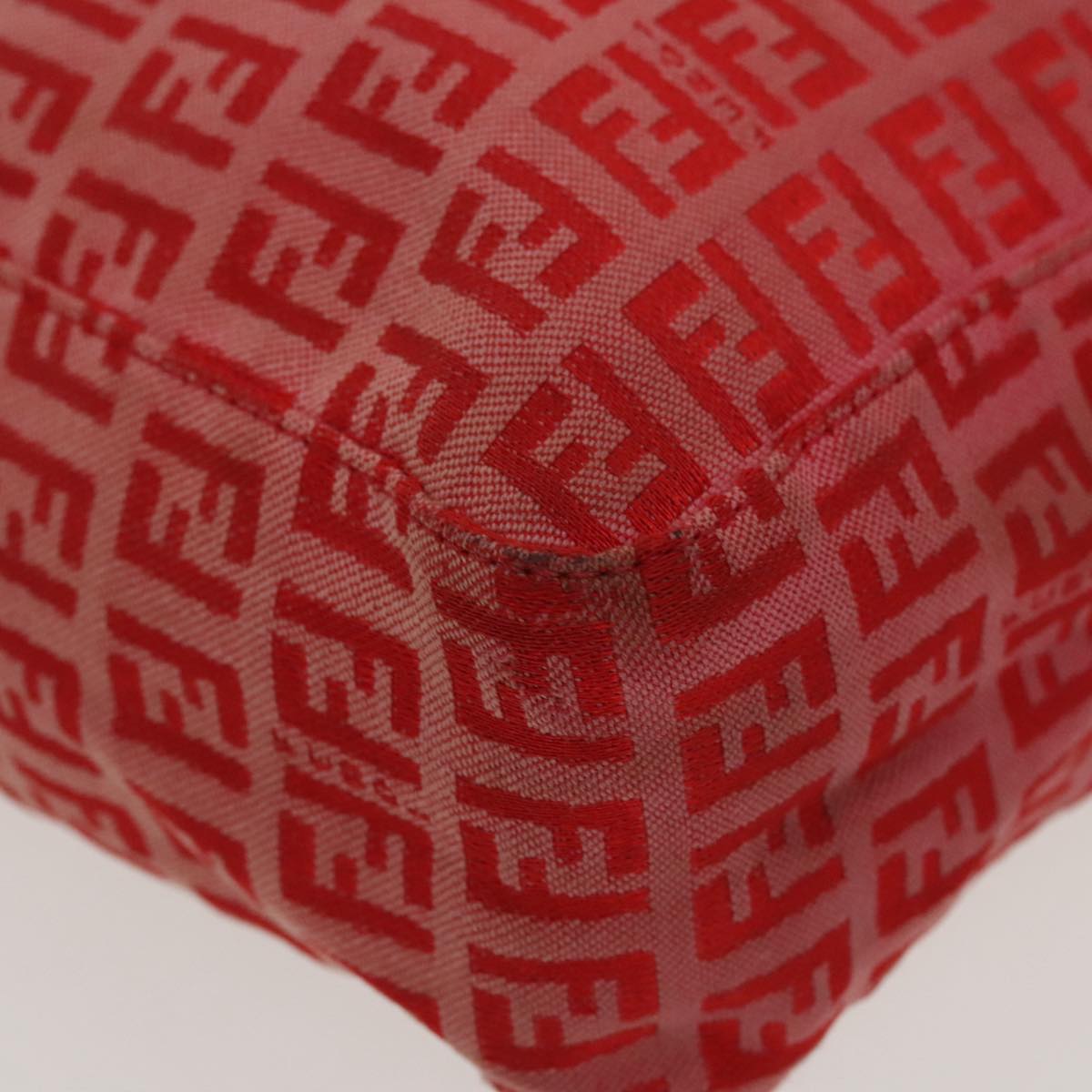 FENDI Zucchino Canvas Hand Bag Red Gold 96951