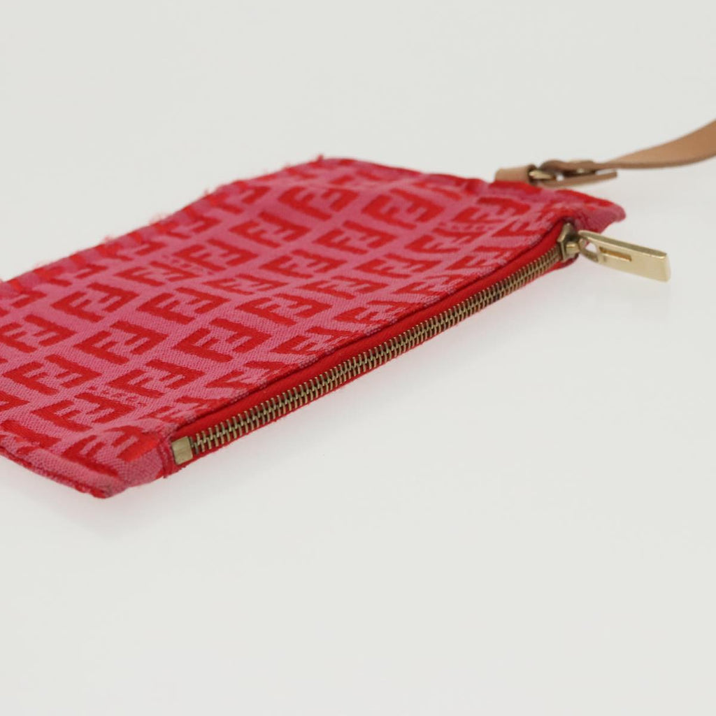 FENDI Zucchino Canvas Hand Bag Red Gold 96951