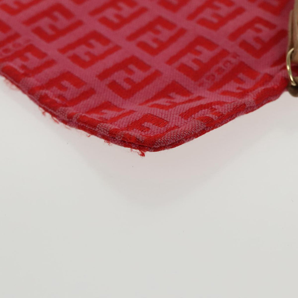 FENDI Zucchino Canvas Hand Bag Red Gold 96951