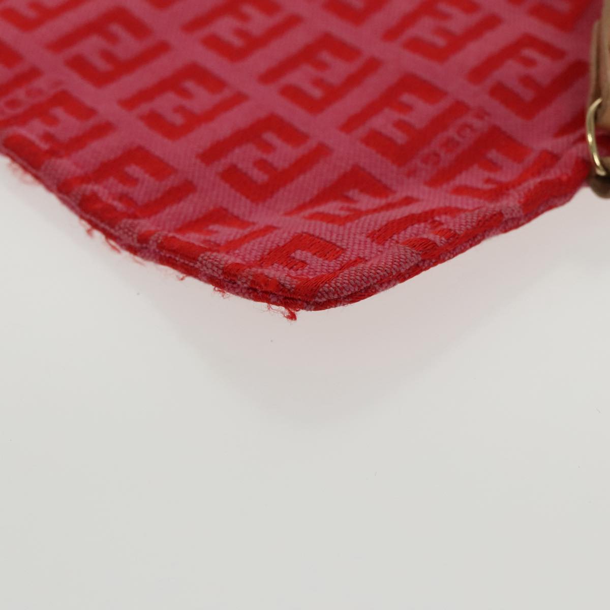 FENDI Zucchino Canvas Hand Bag Red Gold 96951