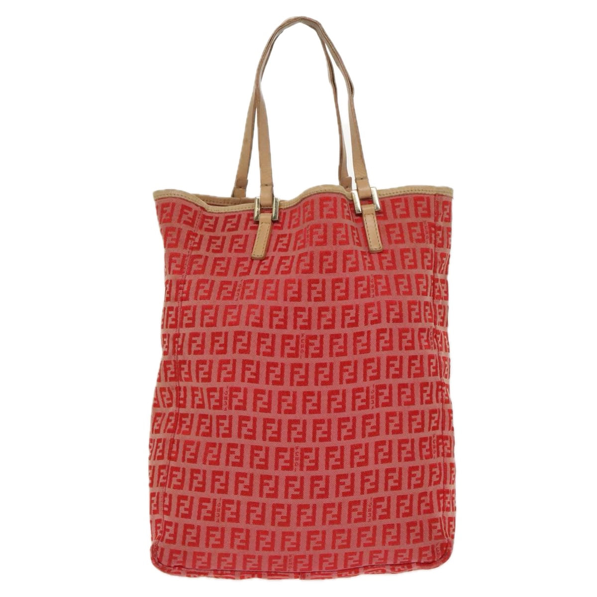 FENDI Zucchino Canvas Hand Bag Red Gold 96951