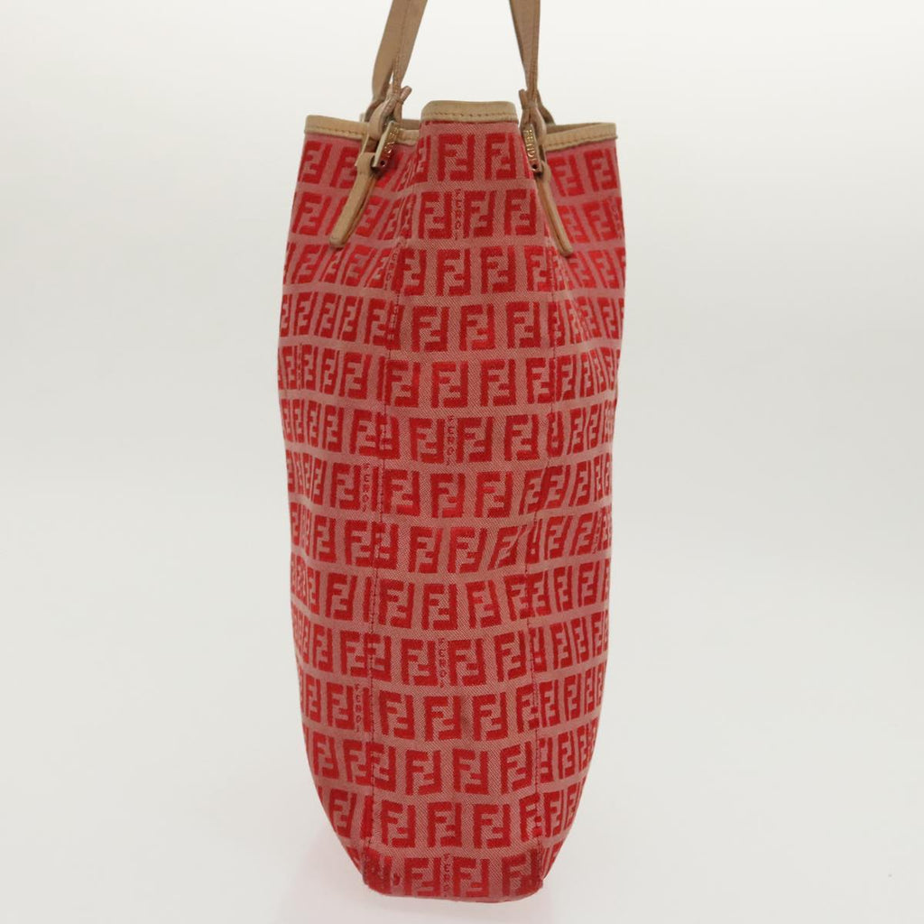 FENDI Zucchino Canvas Hand Bag Red Gold 96951