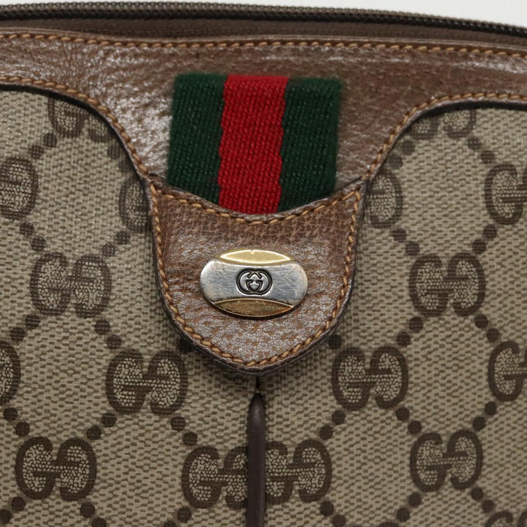 GUCCI GG Supreme Web Sherry Line Shoulder Bag PVC Beige 904 02 047 96969