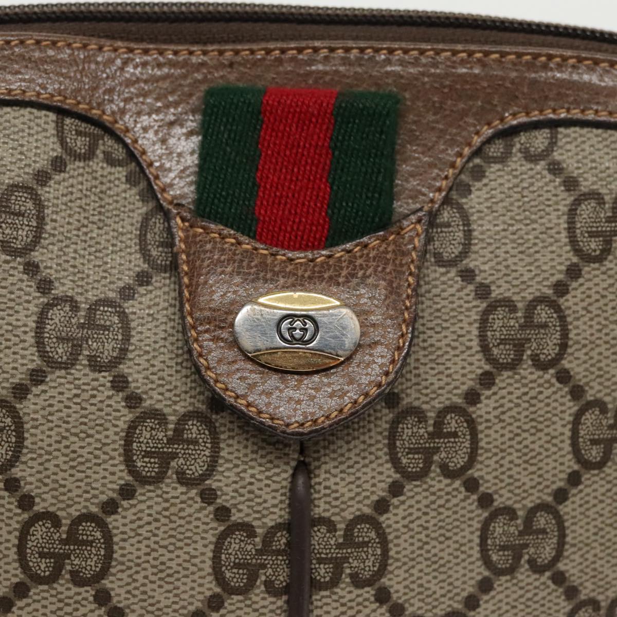 GUCCI GG Supreme Web Sherry Line Shoulder Bag PVC Beige 904 02 047 96969