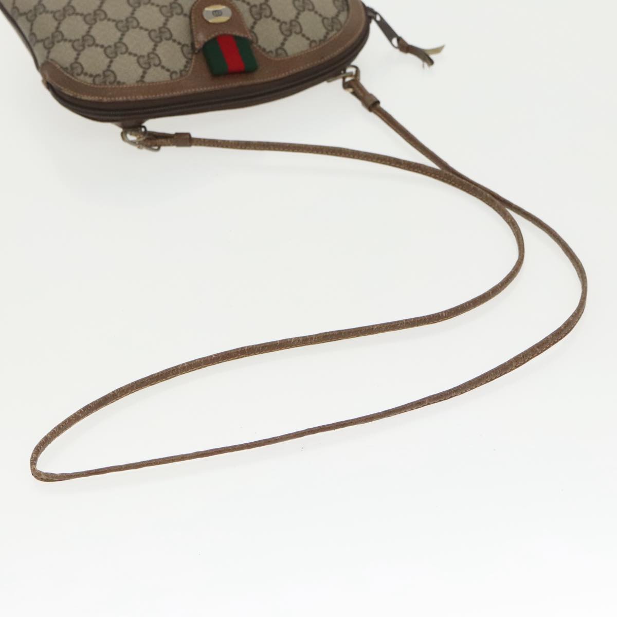 GUCCI GG Supreme Web Sherry Line Shoulder Bag PVC Beige 904 02 047 96969