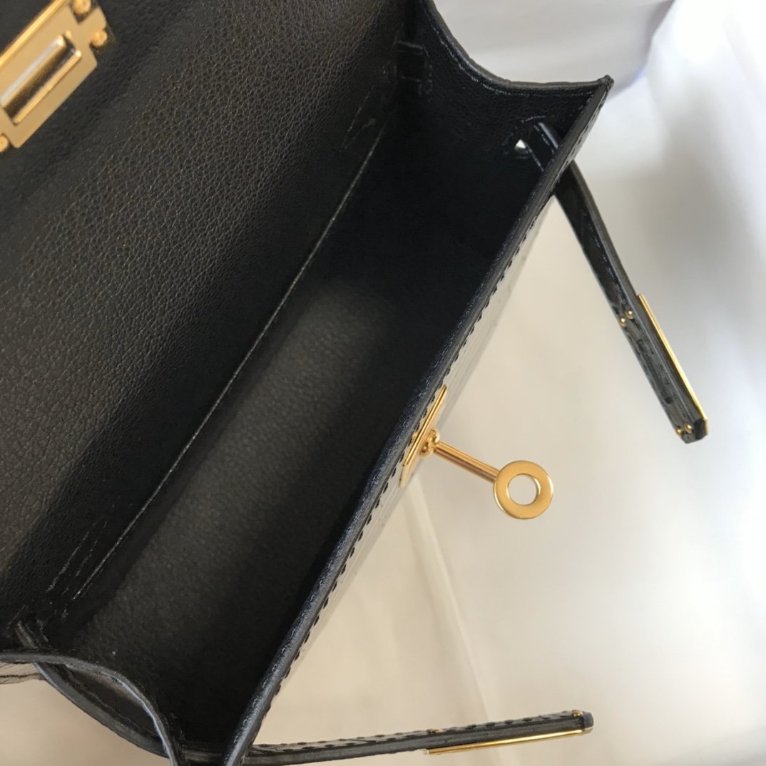 GLAMI Kelly Black For Women Gold Toned Hardware 7.8in/20cm