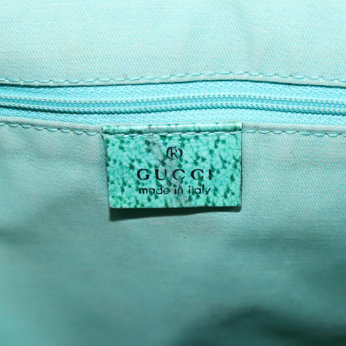GUCCI GG Canvas Shoulder Bag Beige Silver Green 113013 96980