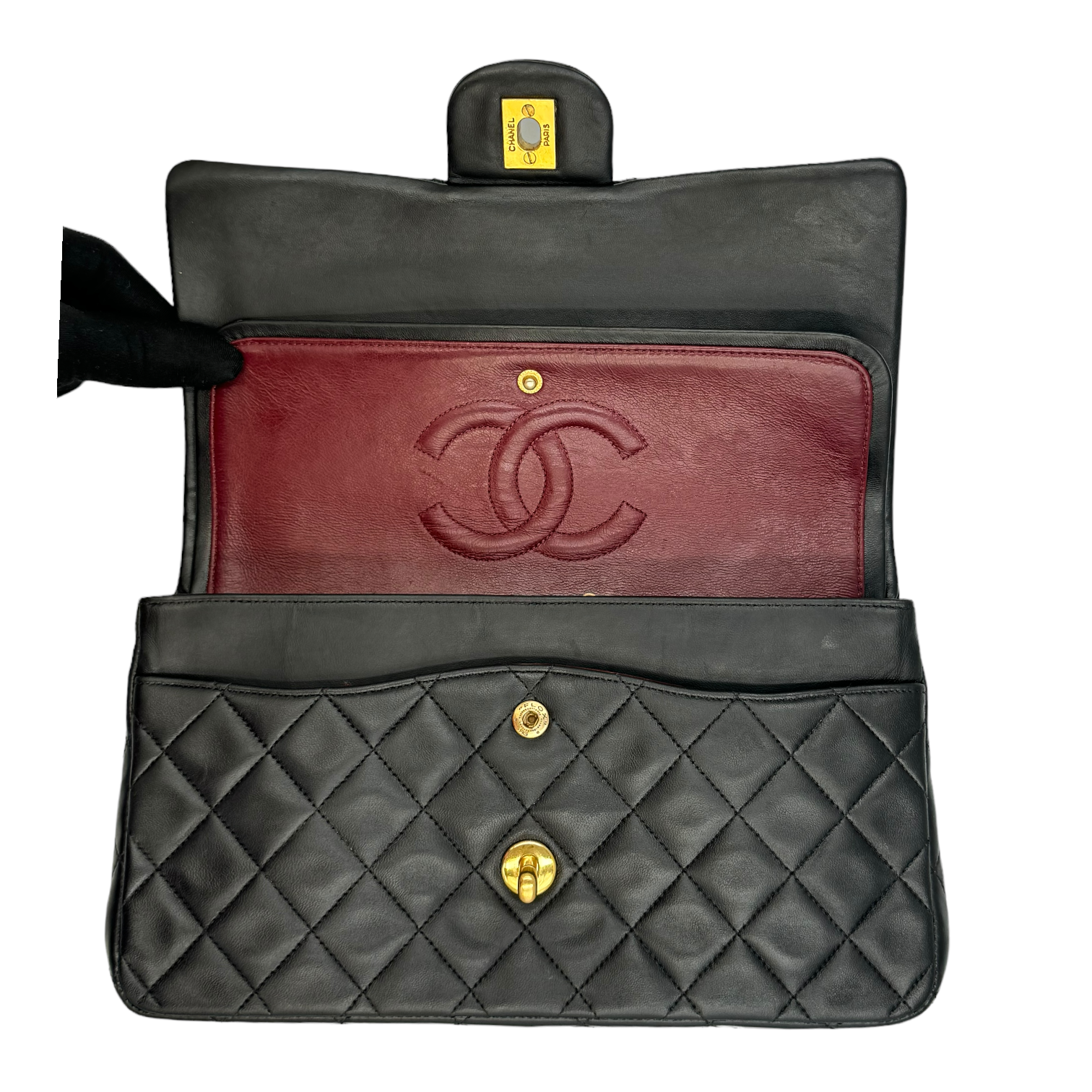 Chanel Classic Double Flap Medium Black Lambskin Gold