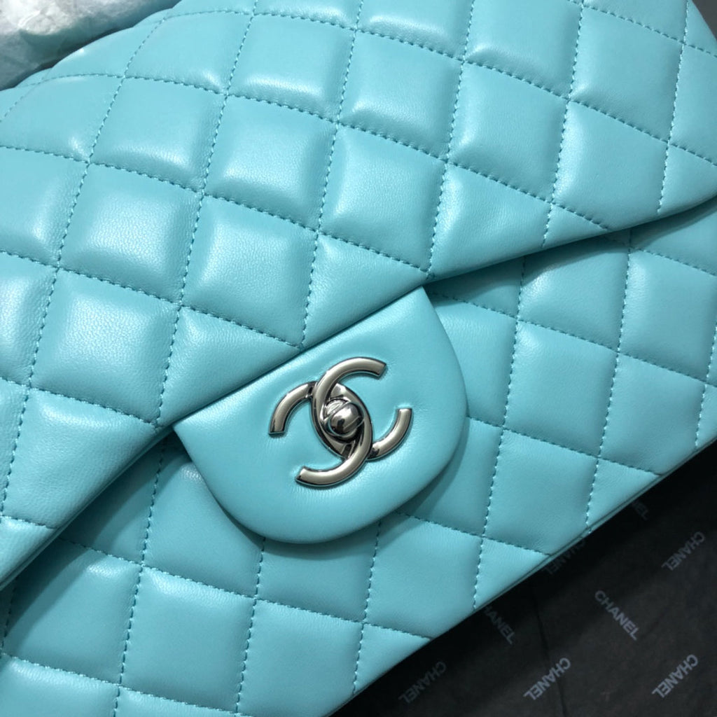 CHLLarge Classic Handbag Silver Hardware Blue For Women, Women’s Handbags, Shoulder Bags 11.8in/30cm