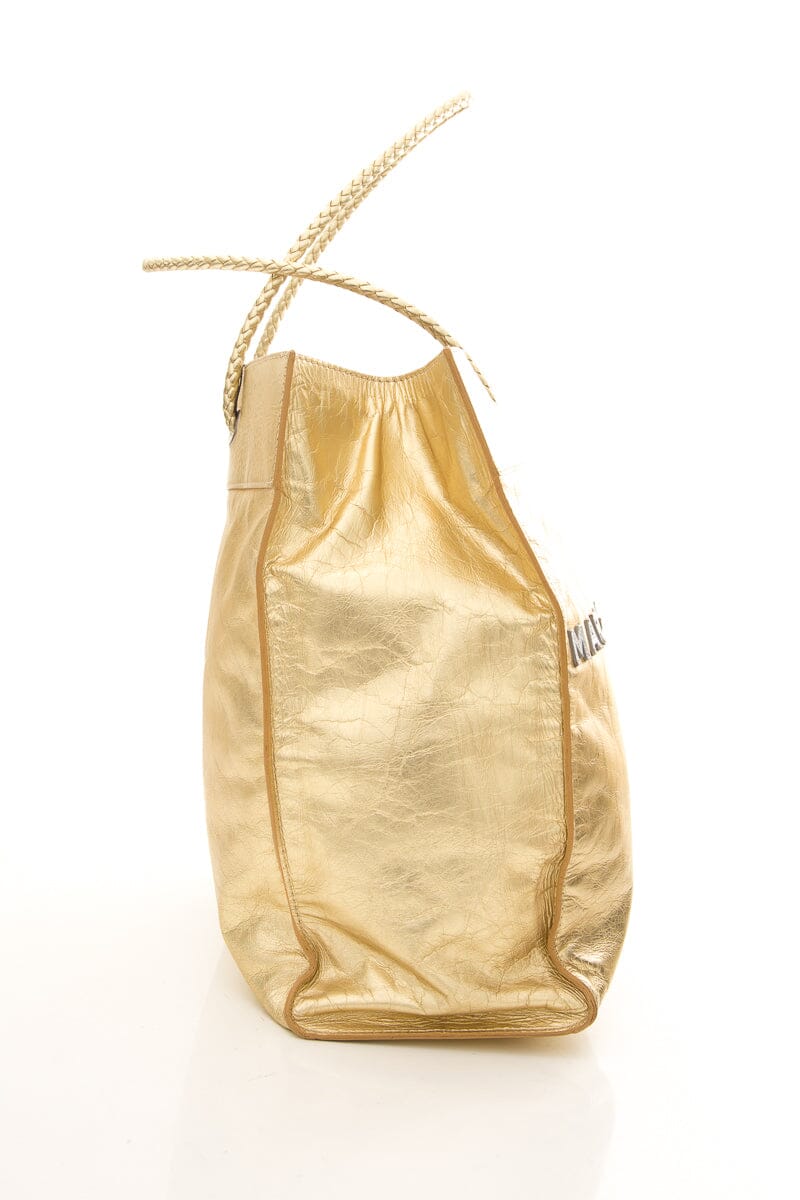 Marc Jacobs Gold Logo Leather Tote