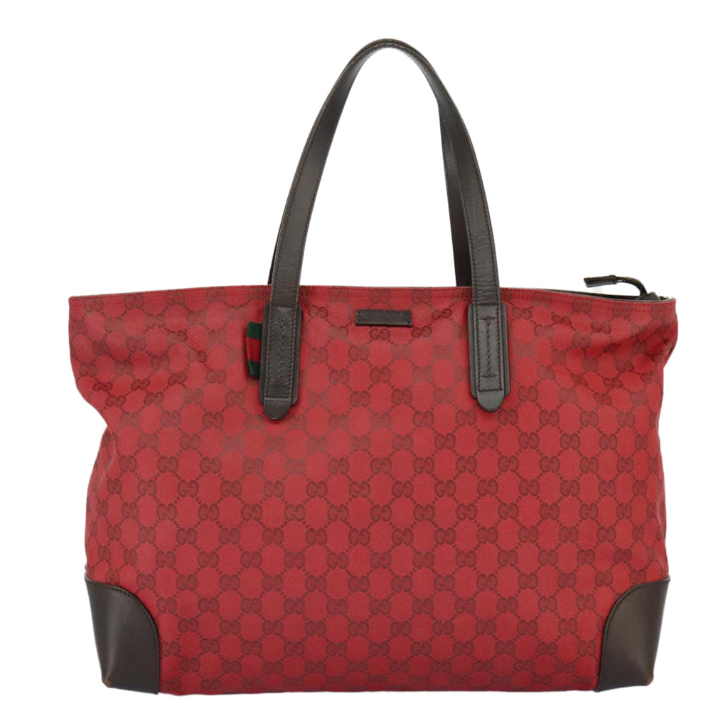 GUCCI GG Canvas Web Sherry Line Tote Bag Red Green gold 308928 97000