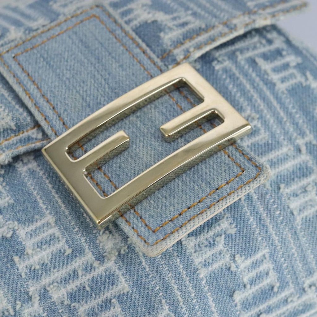 FENDI Zucca Canvas Shoulder Bag Denim Blue Gold 97001