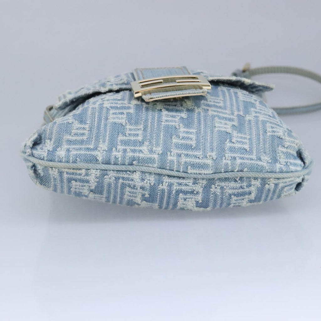 FENDI Zucca Canvas Shoulder Bag Denim Blue Gold 97001