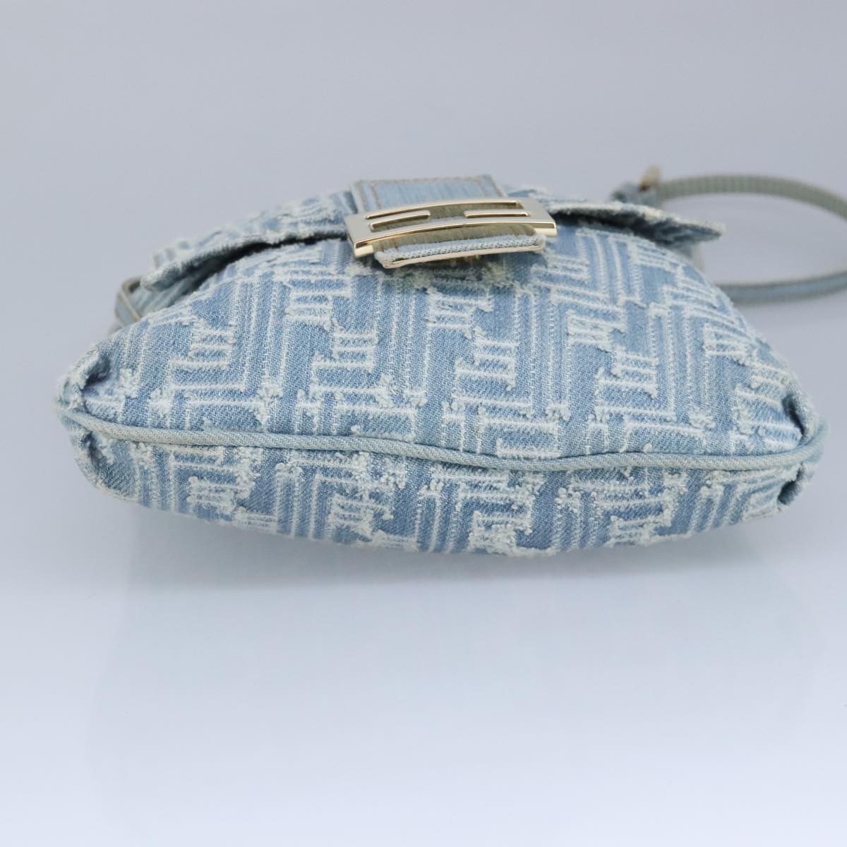 FENDI Zucca Canvas Shoulder Bag Denim Blue Gold 97001