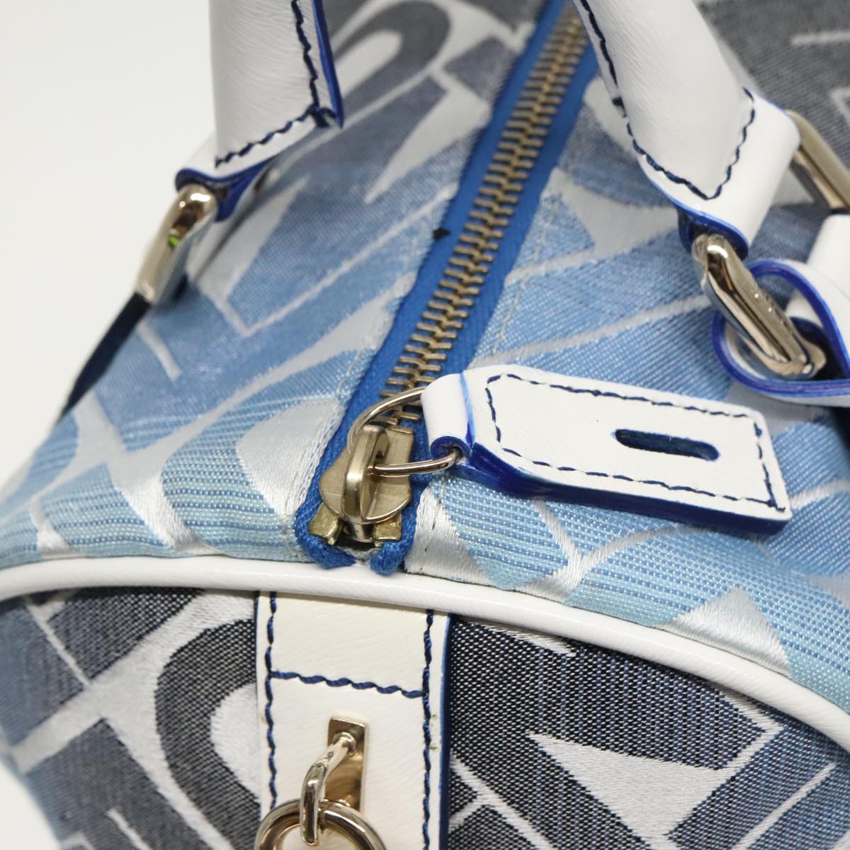 FENDI Zucca Canvas Hand Bag Blue Gold 97002A