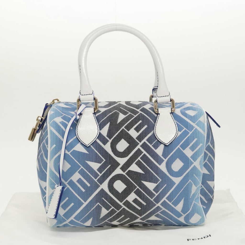 FENDI Zucca Canvas Hand Bag Blue Gold 97002A