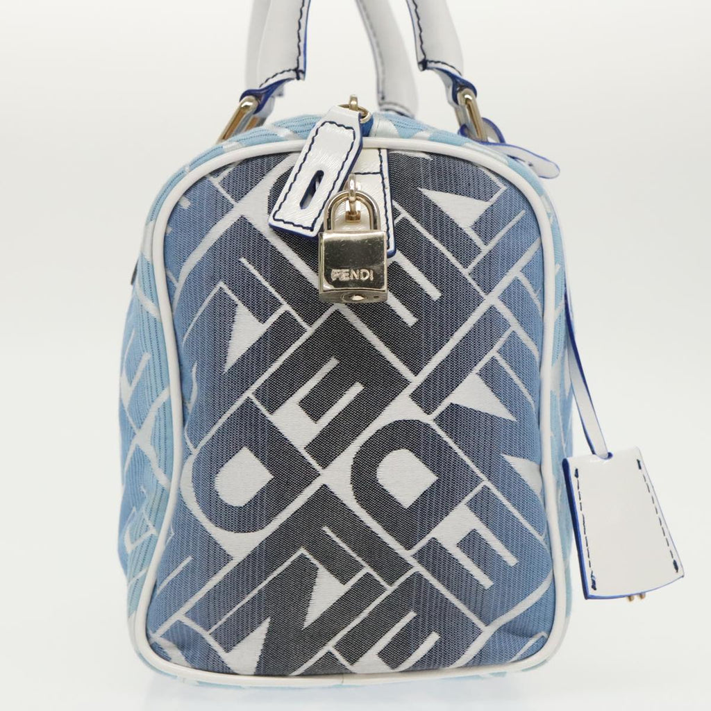 FENDI Zucca Canvas Hand Bag Blue Gold 97002A