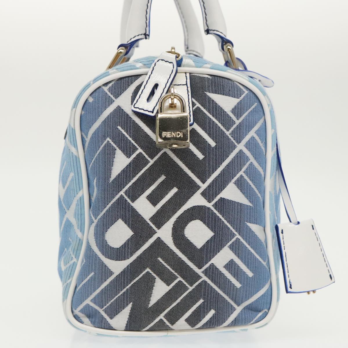FENDI Zucca Canvas Hand Bag Blue Gold 97002A