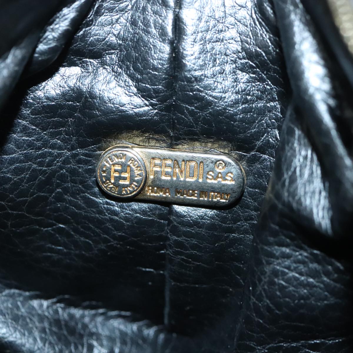 FENDI Zucca Canvas Pouch Brown Black gold 97012
