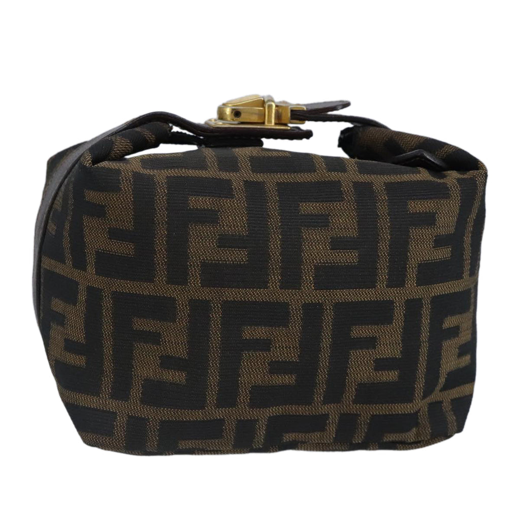 FENDI Zucca Canvas Pouch Brown Black gold 97012