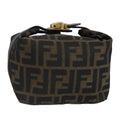 FENDI Zucca Canvas Pouch Brown Black gold 97012