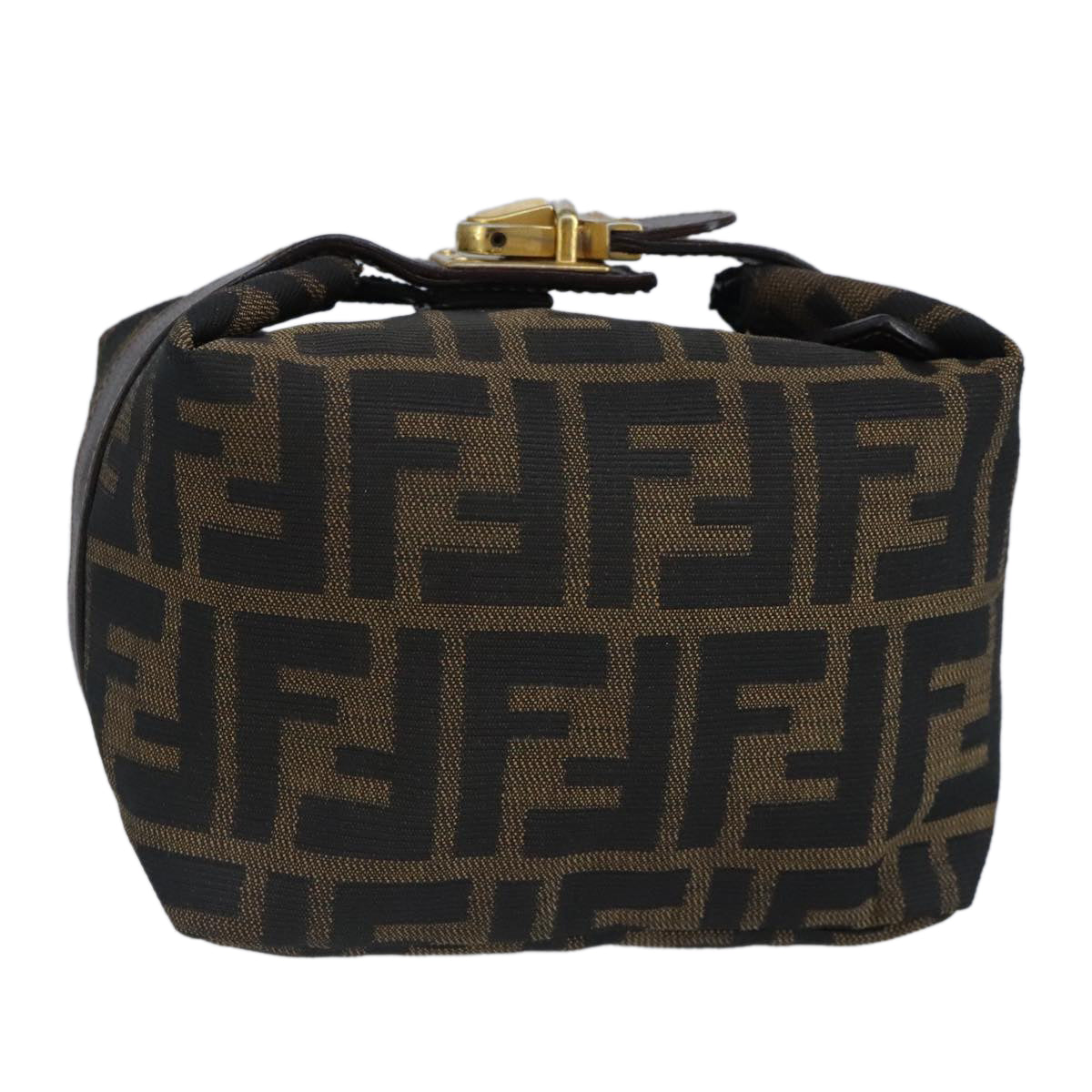 FENDI Zucca Canvas Pouch Brown Black gold 97012