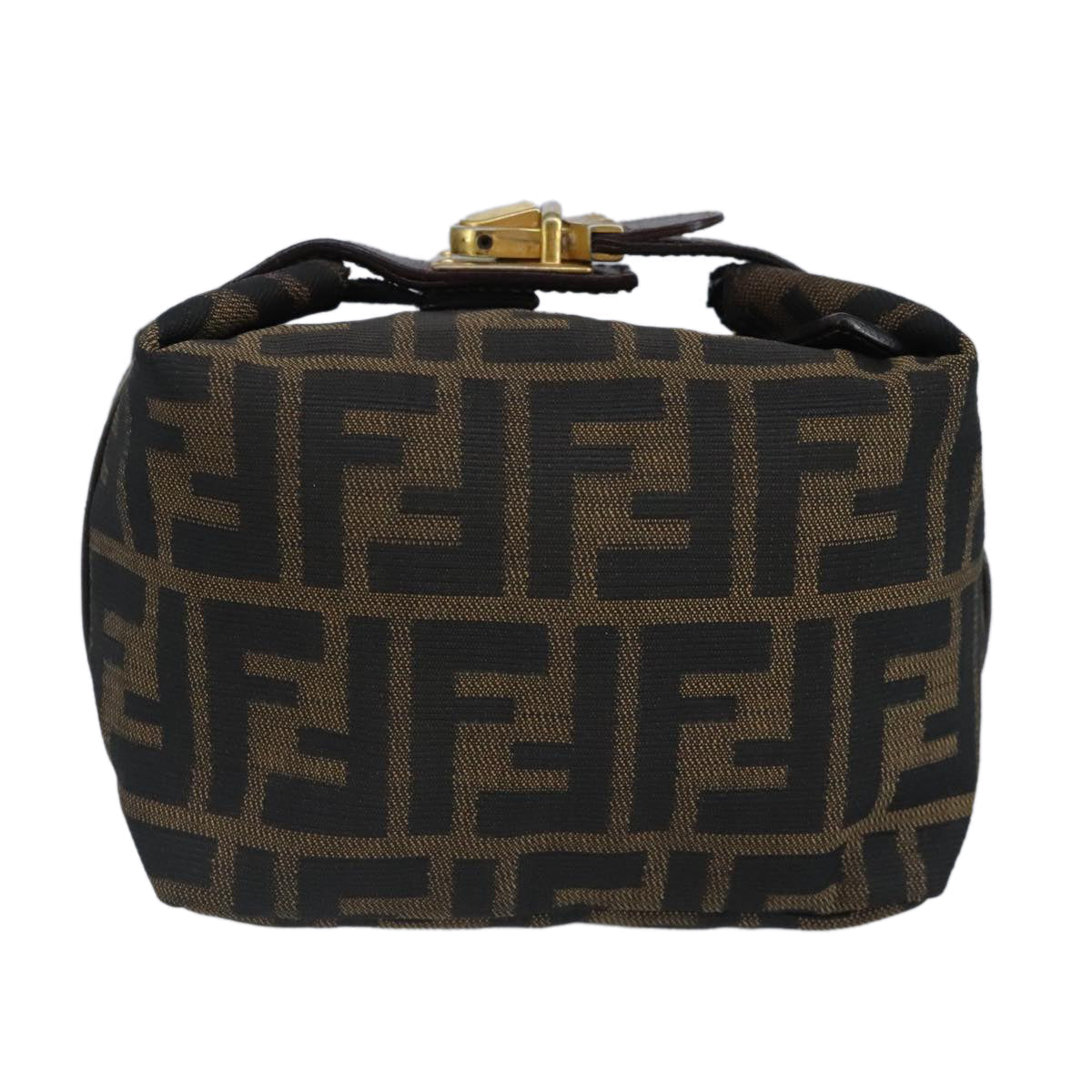 FENDI Zucca Canvas Pouch Brown Black gold 97012