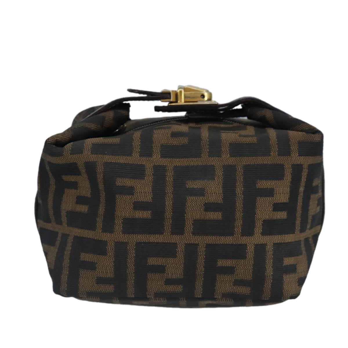 FENDI Zucca Canvas Pouch Brown Black gold 97012