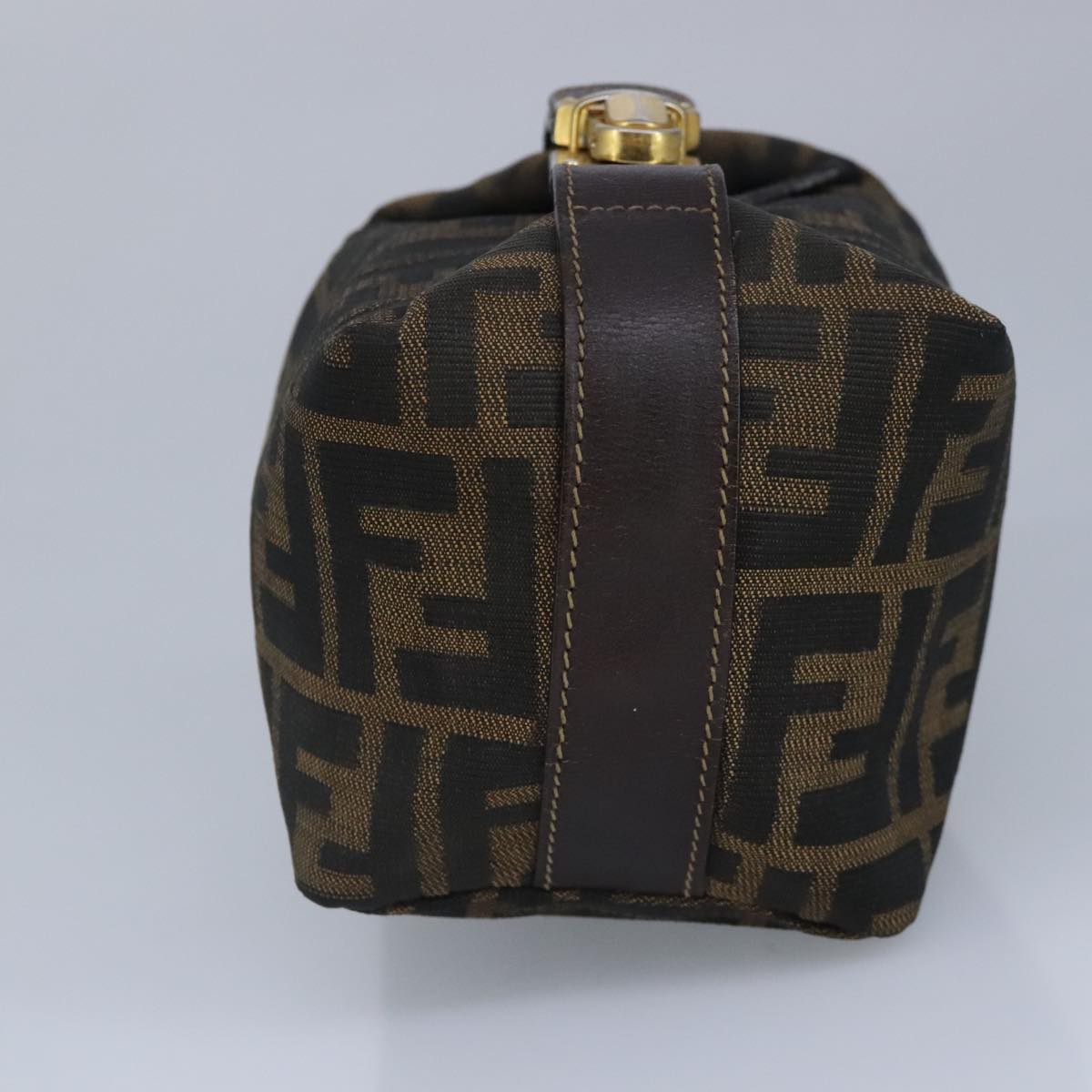 FENDI Zucca Canvas Pouch Brown Black gold 97012