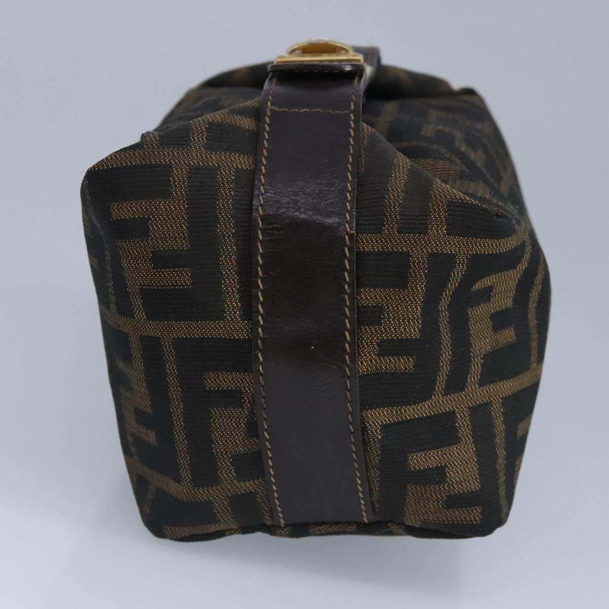 FENDI Zucca Canvas Pouch Brown Black gold 97012