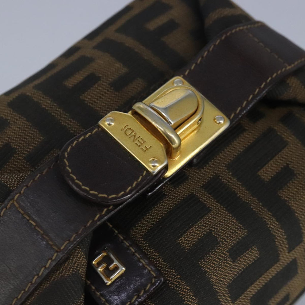 FENDI Zucca Canvas Pouch Brown Black gold 97012