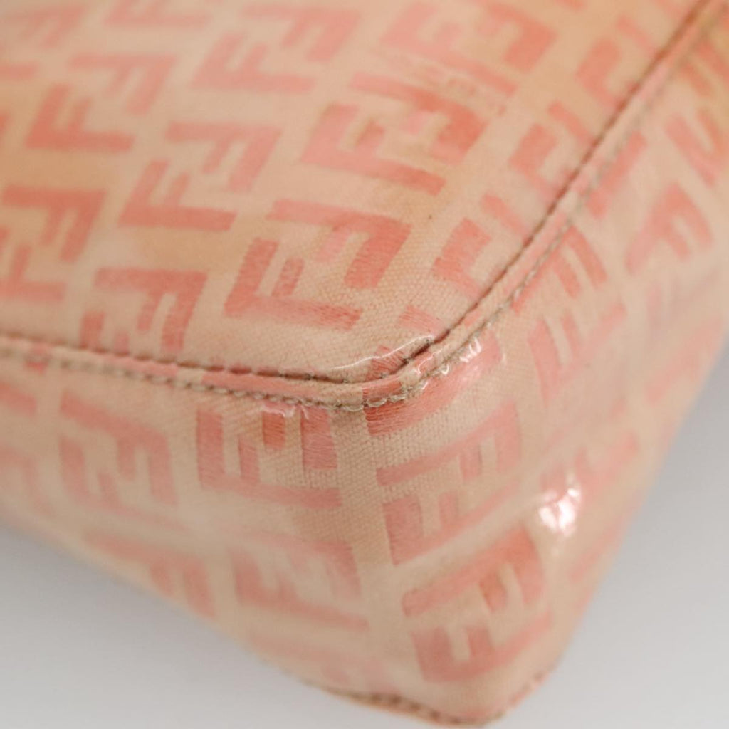 FENDI Zucchino Canvas Hand Bag Enamel Orange Gold 97013