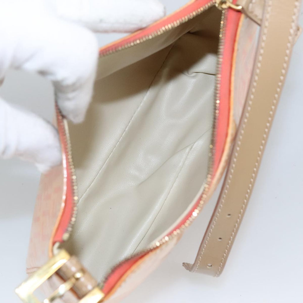 FENDI Zucchino Canvas Hand Bag Enamel Orange Gold 97013