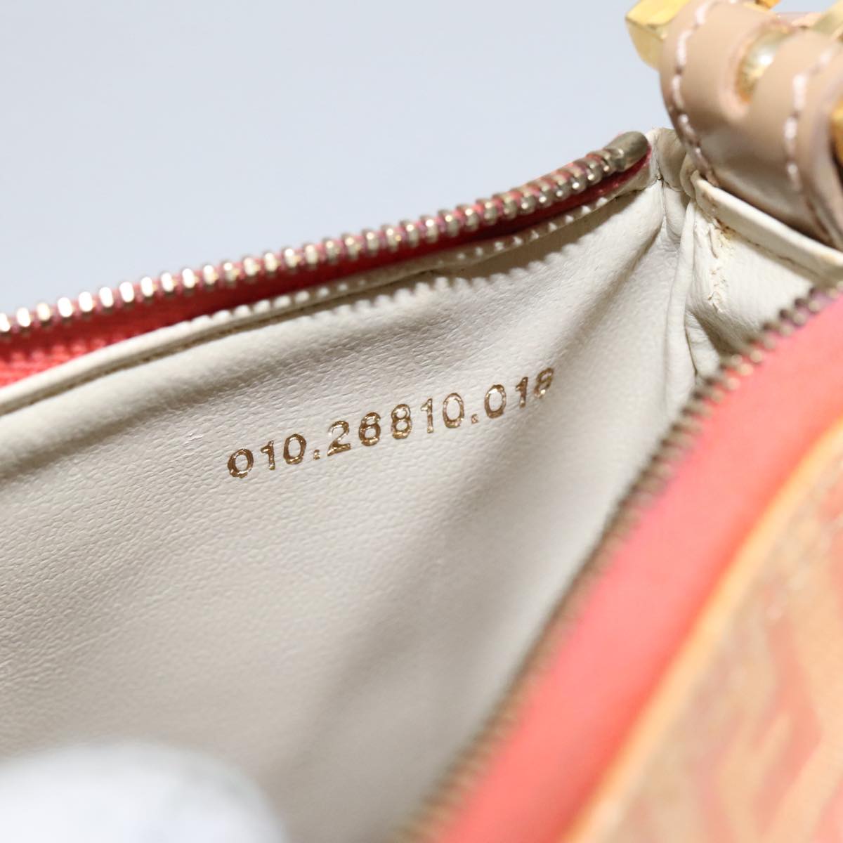 FENDI Zucchino Canvas Hand Bag Enamel Orange Gold 97013