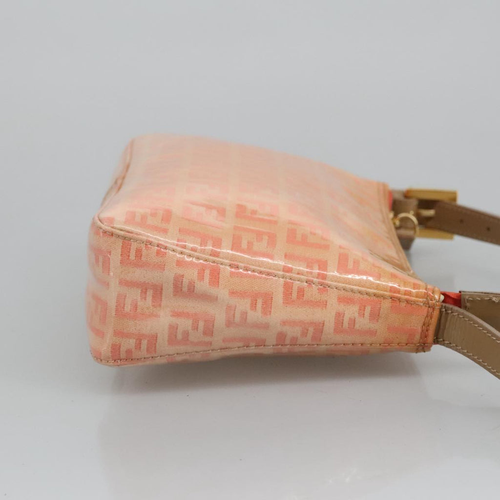 FENDI Zucchino Canvas Hand Bag Enamel Orange Gold 97013