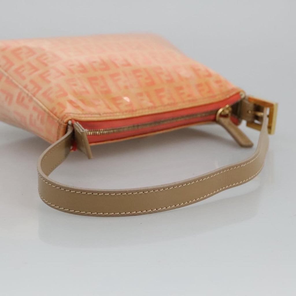 FENDI Zucchino Canvas Hand Bag Enamel Orange Gold 97013