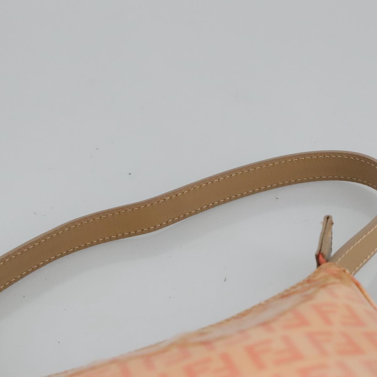 FENDI Zucchino Canvas Hand Bag Enamel Orange Gold 97013