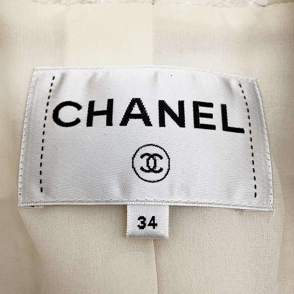 CHANEL Scalloped Tweed Jacket Size 34 BeigeP65277 Wool 49% Polyamide38% Silk13%