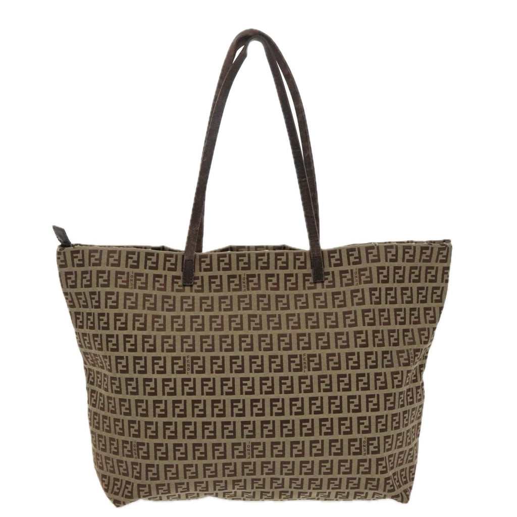 FENDI Zucchino Canvas Tote Bag Beige 97032