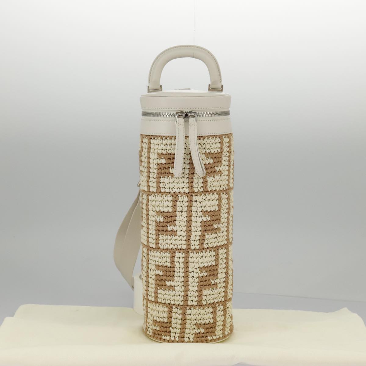 FENDI Zucca Canvas Bottle Shoulder Bag Beige 97046A