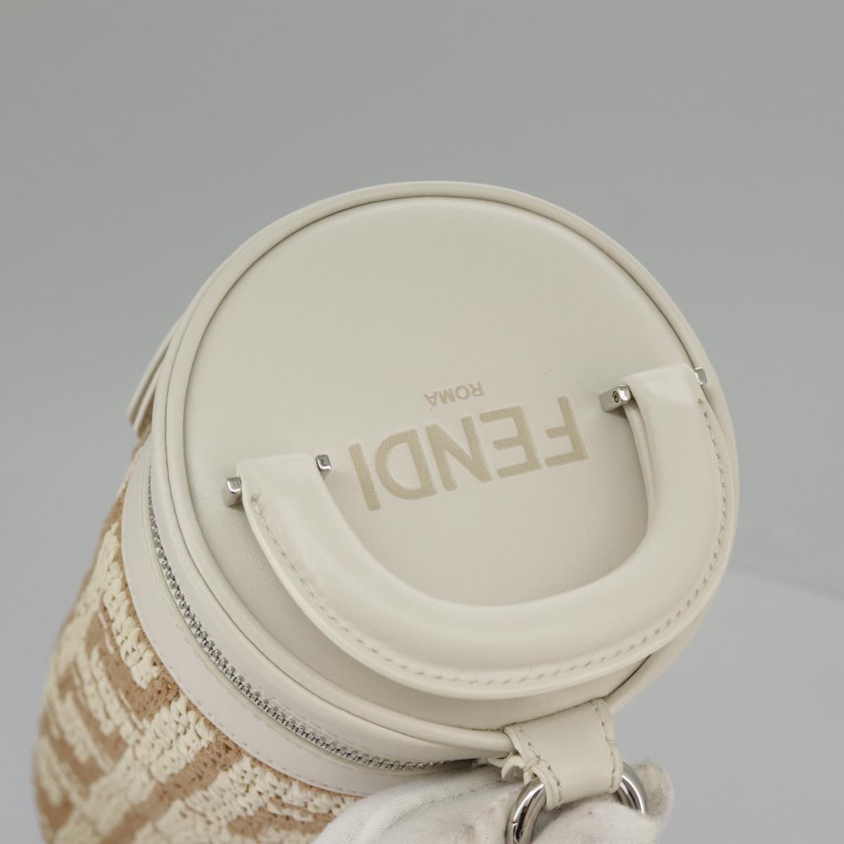 FENDI Zucca Canvas Bottle Shoulder Bag Beige 97046A