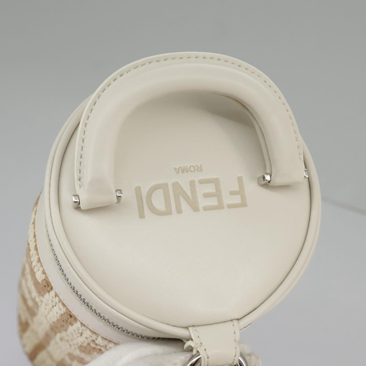 FENDI Zucca Canvas Bottle Shoulder Bag Beige 97046A