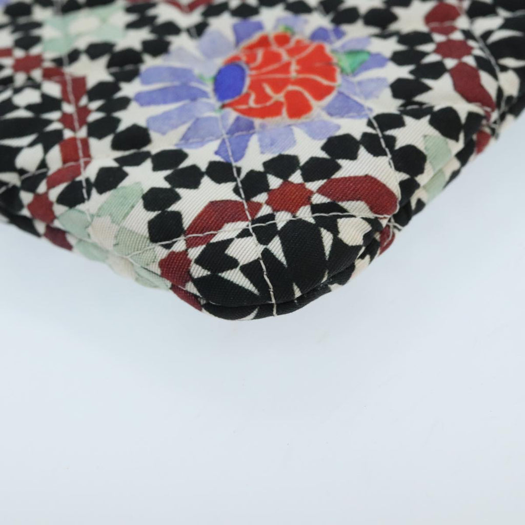 CHANEL Quilted Clutch Bag cotton Navy Multicolor Silver CC 97047