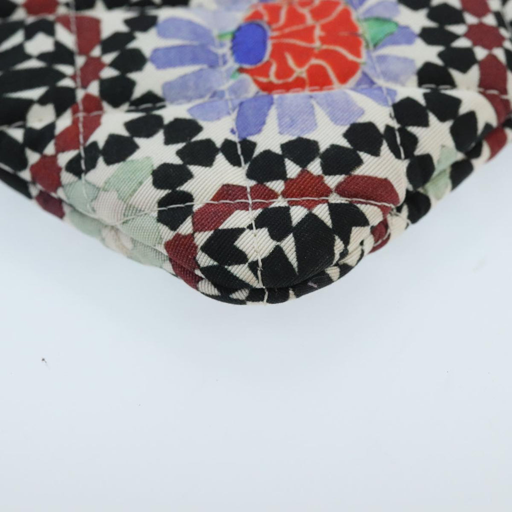 CHANEL Quilted Clutch Bag cotton Navy Multicolor Silver CC 97047