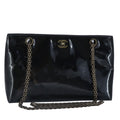 CHANEL Chain Shoulder Bag Patent leather Black CC 97053